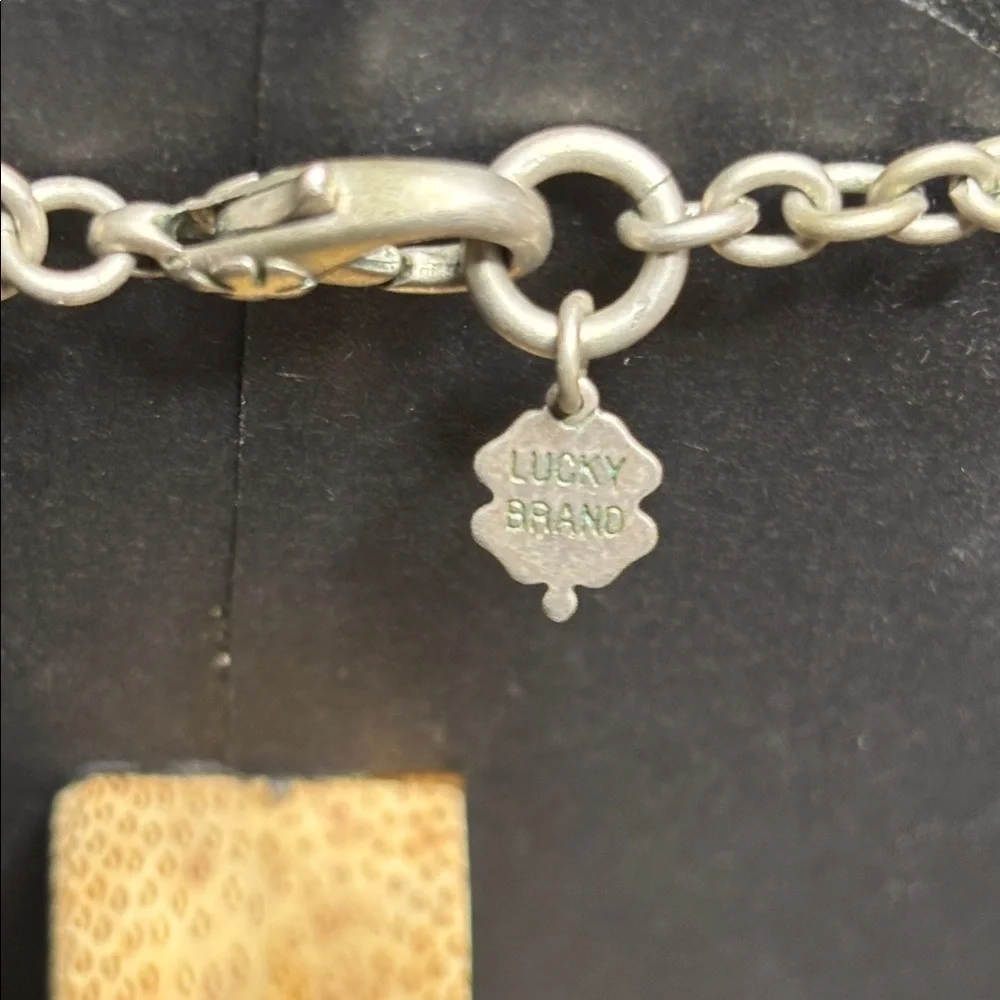 Lucky Brand Silver Necklace Butterfly with Turquoise Leaf Charm